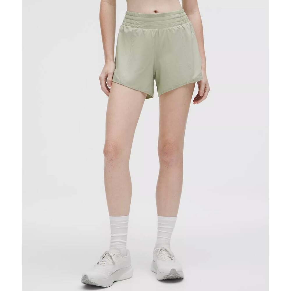 NWT Lululemon Hotty Hot High Rise Lined Shorts 4” Fog Green Size 12